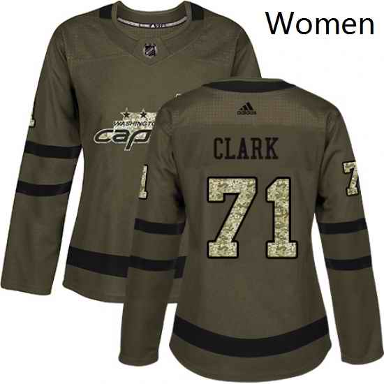 Womens Adidas Washington Capitals 71 Kody Clark Authentic Green Salute to Service NHL Jersey
